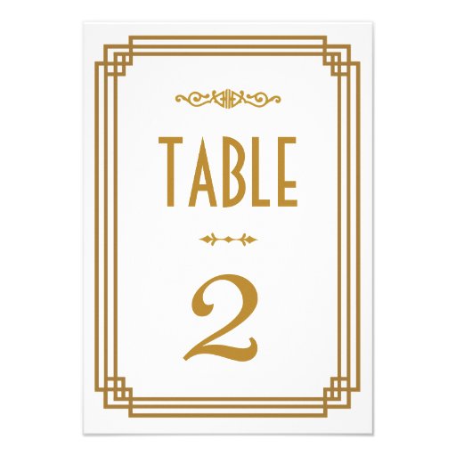 Art Deco Wedding Table Numbers Personalized Announcement