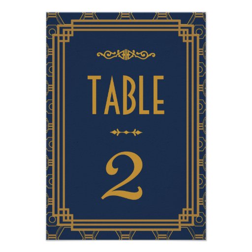 Art Deco Wedding Table Numbers Invite