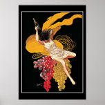 Art Deco Wine Grapes vintage  Print Poster