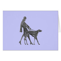 Art Deco Woman and Dog Greeting Card