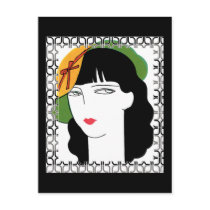 Art Deco Woman In Hat Postcard