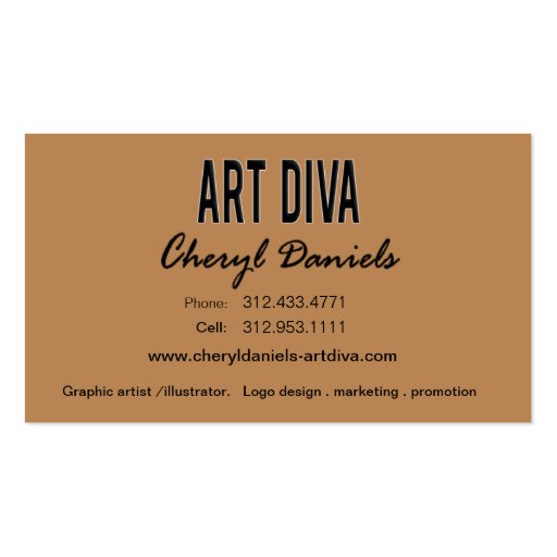 Art Diva Graphic Designer Business Card (back side)