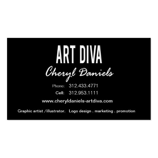 Art Diva Graphic Designer Business Card (back side)