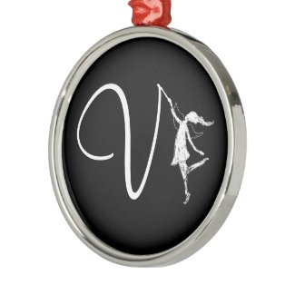 Art Fairy Initial: V Christmas Ornament