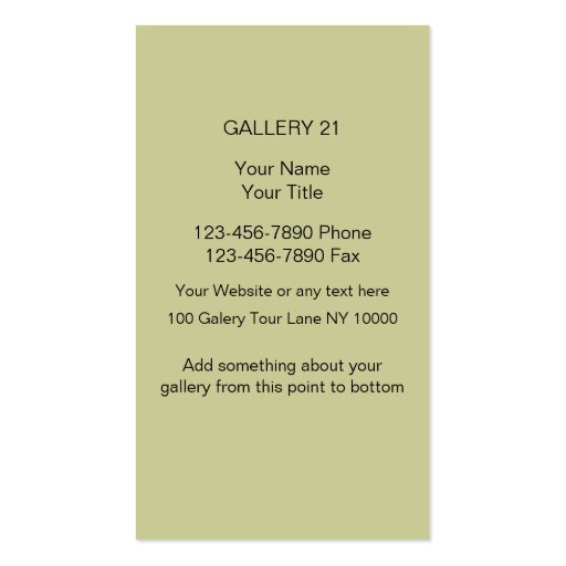 Art Gallery Business Cards (back side)