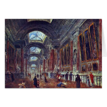 Art Gallery Of The Louvre Detail By Robert Hubert Card