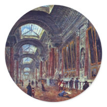 Art Gallery Of The Louvre Detail By Robert Hubert Round Sticker