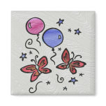 Art Glass Butterflies and Balloons Refrigerator Magnet