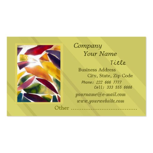 Art Glass Leaves Colorful Business Card (back side)