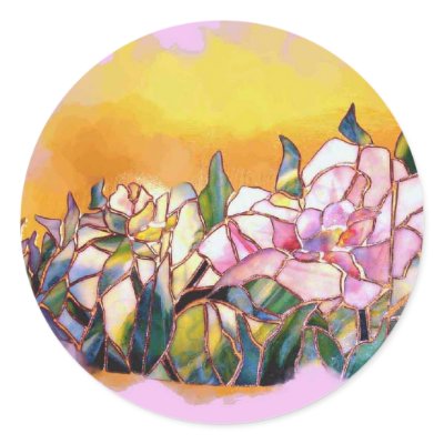 Art Glass Peony Artistic Modern Seal Stickers by ChiakiSato