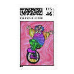 Art Glass Rainbow Clown Postage Stamp