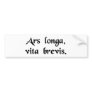 Art is long, but life is short. bumper sticker