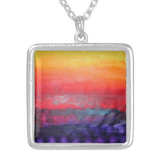 Art Jewelry Necklace Wearable Art Abstract Sunset