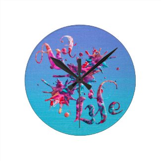 Art Life Colorful Paint Splatter Whimsical Artsy Round Wallclock