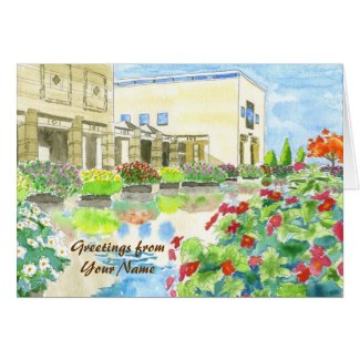 Art Museum Colorful Flowers Watercolor Painting Greeting Cards