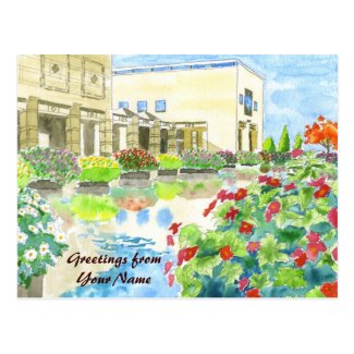 Art Museum Colorful Flowers Watercolor Painting Postcards