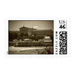 Art Museum & Waterworks - BW Postage Stamp