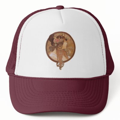 Art Nouveau - Alphonse Mucha Byzantine Head Mesh Hats by MyOtherPlanet