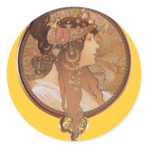 Art Nouveau - Alphonse Mucha Byzantine Head stickers by MyOtherPlanet Art Nouveau - Alphonse Mucha Byzantine Head stickers