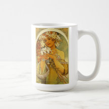 Art Nouveau Alphonse Mucha Flower Coffee Mugs