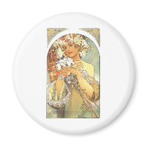 Art Nouveau - Alphonse Mucha "Flower" magnets