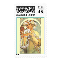 Art Nouveau - Alphonse Mucha "Flower" Postage Stamps