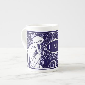 Art Nouveau Angels Monogram China Mug Porcelain Mug