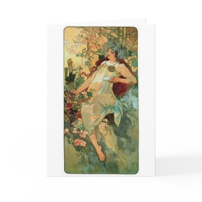 Art Nouveau ~ Autumn by Alphonse Mucha Cards by ArtNouveauDaz