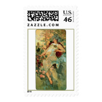 Art Nouveau ~ Autumn by Alphonse Mucha Stamp