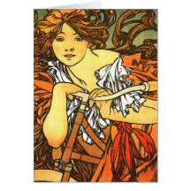 Art Nouveau Bicycle - Alphonse Mucha Greeting Cards