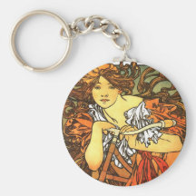 Art Nouveau Bicycle - Alphonse Mucha Keychains