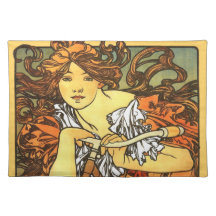 Art Nouveau Bicycle - Alphonse Mucha Place Mats