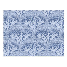 Art Nouveau Birds and Trees Pattern Postcard