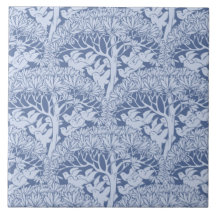 Art Nouveau Birds Trees Pattern Art Tile or Trivet