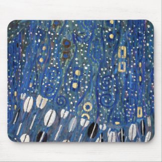Art Nouveau Blue Gold Gustav Klimt Pattern Mouse Pad