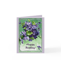 Art nouveau border violets birthday cards