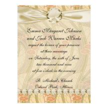 art nouveau botanical swirl pattern design personalized invitations
