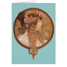 Art Nouveau - Byzantine Head, The Brunette Card
