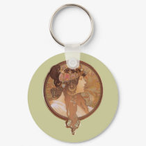 Art Nouveau - Byzantine Head, The Brunette keychains by MyOtherPlanet Art Nouveau - Byzantine Head, The Brunette keychains