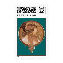 Art Nouveau - Byzantine Head, The Brunette Postage Stamp