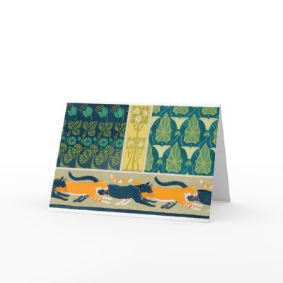 Art Nouveau Cats and Flowers greeting card