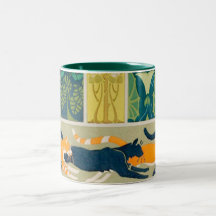 Art Nouveau Cats and Flowers Coffee Mug