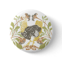 Art Nouveau Chickens Pinback Button