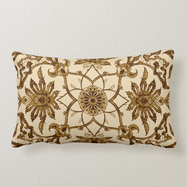 Art Nouveau Chinese Pattern - Brown and Beige Pillows
