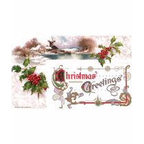 Art Nouveau Christmas Greetings with Holly t-shirts