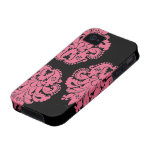 Art nouveau damask honeysuckle pink floral Case-Mate iPhone 4 cases