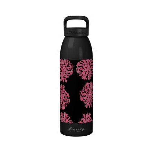 Art nouveau damask honeysuckle pink floral drinking bottles