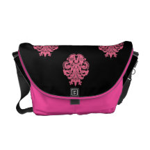 Art nouveau damask reddish pink floral courier bags