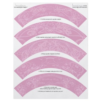 Art Nouveau DIY Wedding Cupcake Wrappers Wraps Flyer Design by imagina