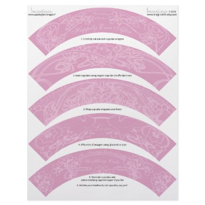 Art Nouveau DIY Wedding Cupcake Wrappers Wraps Letterhead Design by imagina